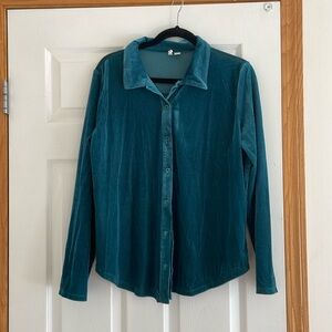 Teal button down